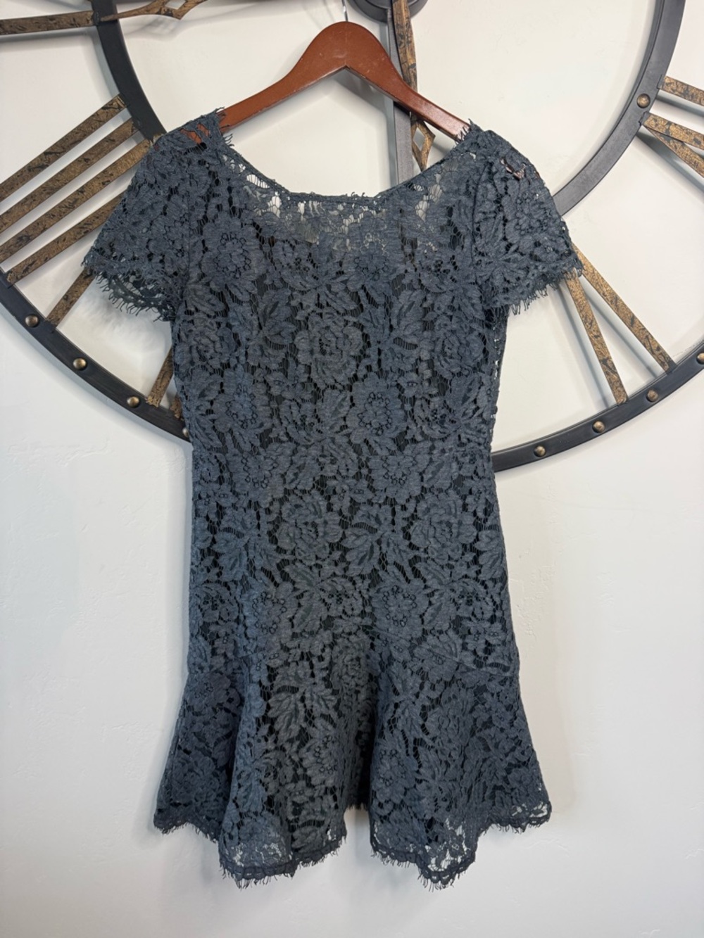Diane Von Furstenberg Black Floral Lace Mini Dress - Picture 3 of 6